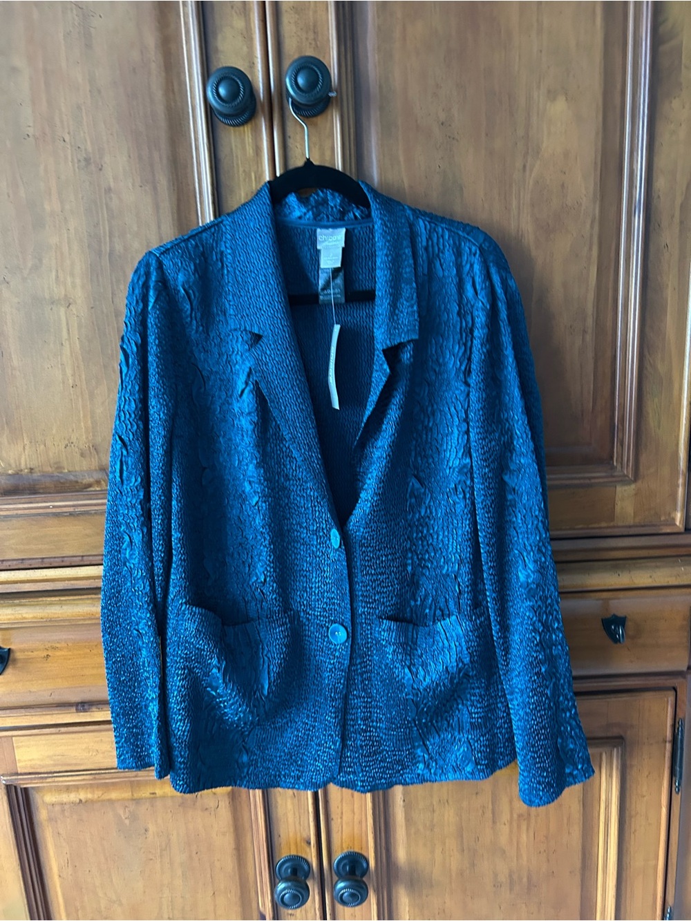 Chico's Deep Teal Textured Blazer Jacket